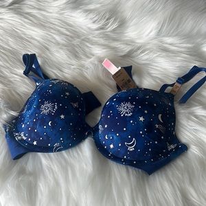 VS Pink push up bra blue stars 34B Nwt